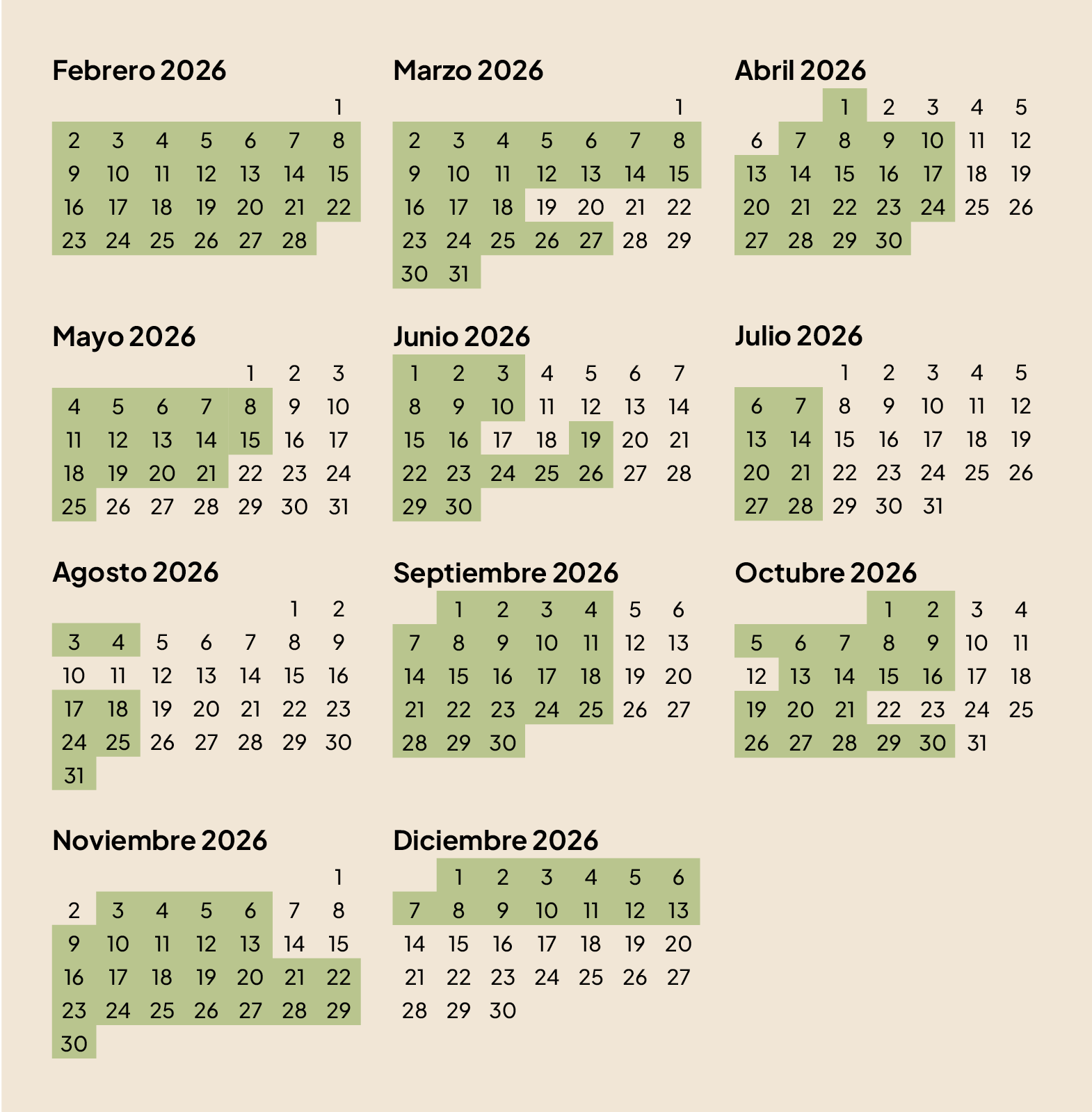 Calendario Sendanatura 2026